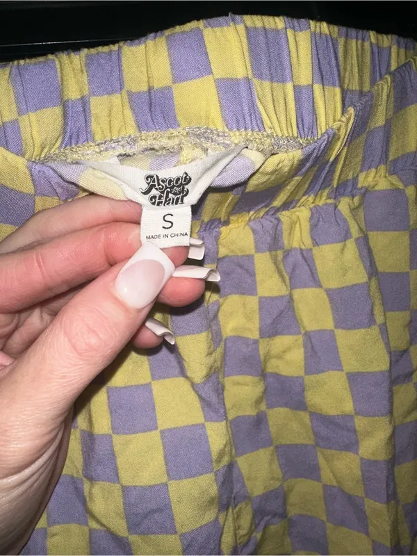 Ascot & Hart Yellow & Lavender Check Button Down + Shorts Lounge Set - Image 4