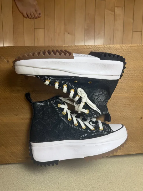 Rare Custom Converse Platform High Top Sneakers Black Brocade Size 7.5 NEW - Image 4