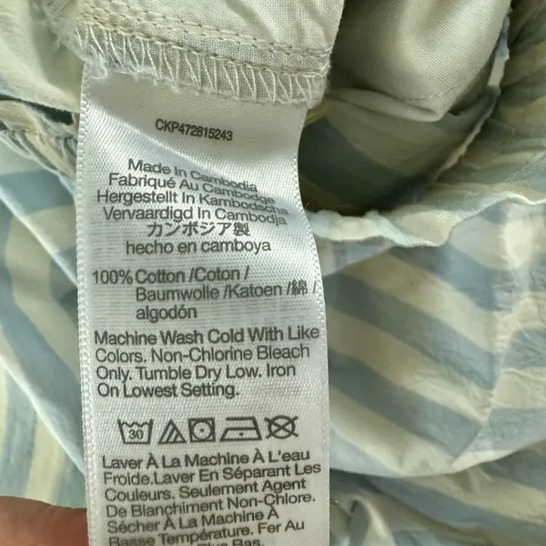Madewell Pull On Boxer Style Lounge Shorts Blue Stripe Womens Large NEW - Image 13