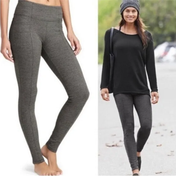Athleta Herringbone Metro‎ High Rise Legging Size XL Pockets Black Tights 73371 - Image 2