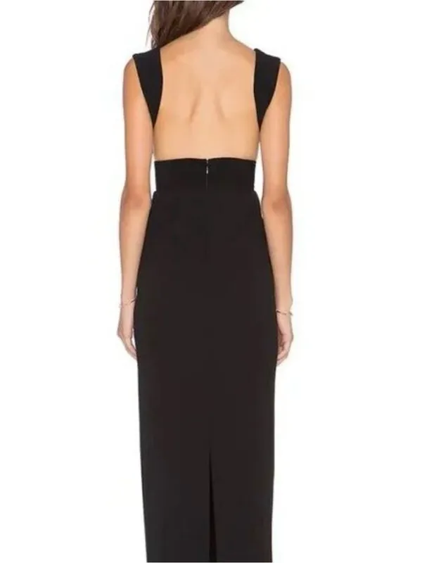 Solace London Black V-Neck Cutout Maxi Dress - Image 2