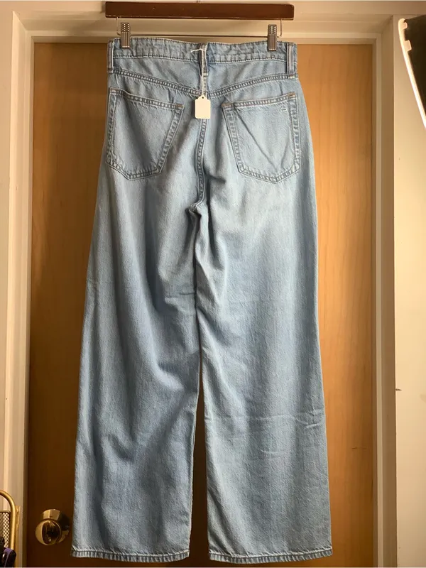 rag & bone Light Blue Wide Leg Lori Mid-Rise Crop Jeans Size-24 90’s Minimalist - Image 4