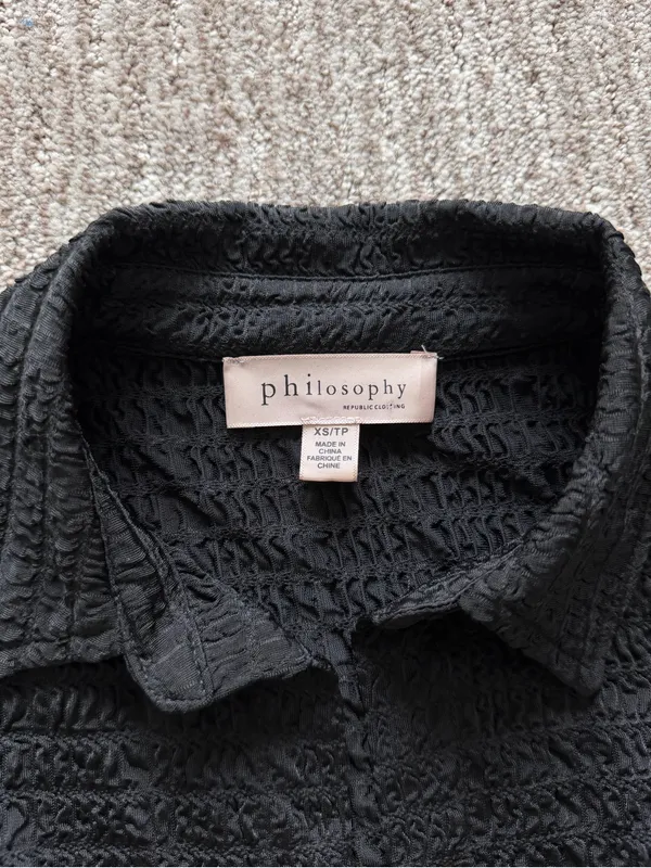 Philosophy Black Textured Button-Down Shirt - Image 2