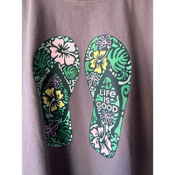 Life is Good Women's Graphic T-Shirt - Purple Flip Flop Design - Image 3