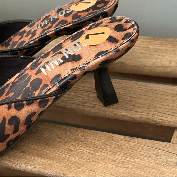 Jason Wu Leopard Print Pointed Toe Slingback Bow‎ Kitten Heels Sz 7 A39 - Image 4