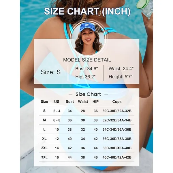 BMJL Blue Teal High Waisted Bikini LARGE Two-Piece Bathing Suits Sporty NEW!! - Image 7