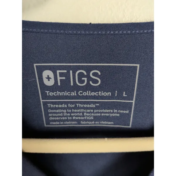 FIGS Navy Blue Catarina One-Pocket Scrub Top Short Sleeve Women's Large - Image 3