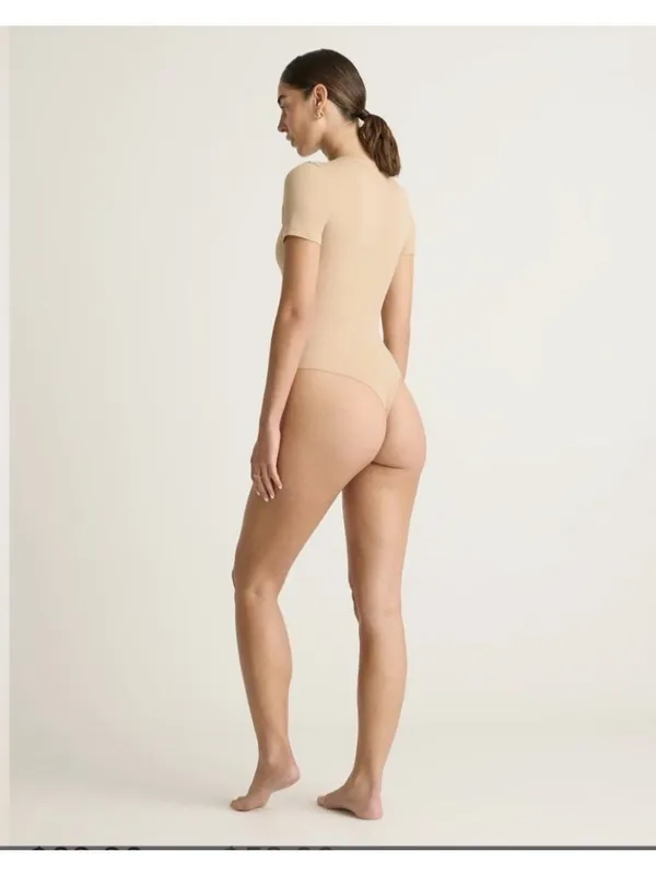 Quince Second Skin T-Shirt Bodysuit Sand Beige Size XL - Image 3