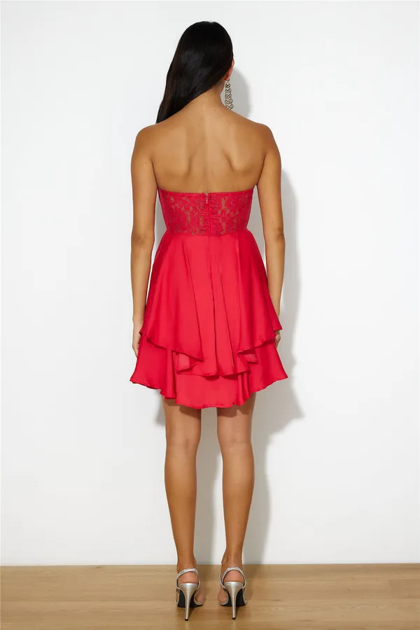 NWT Saints + Secrets Red Lace Corset Dress Medium - Image 2