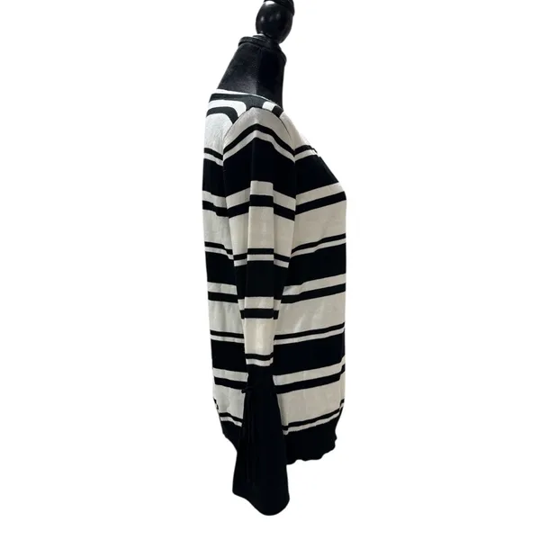 Vila Milano Striped Bell Sleeve Sweater Medium Black White Nautical‎ Knit - Image 5