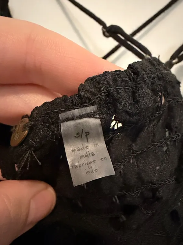 Free People Adela Black Lace Ruffle Camisole with Crisscross Straps - Image 6
