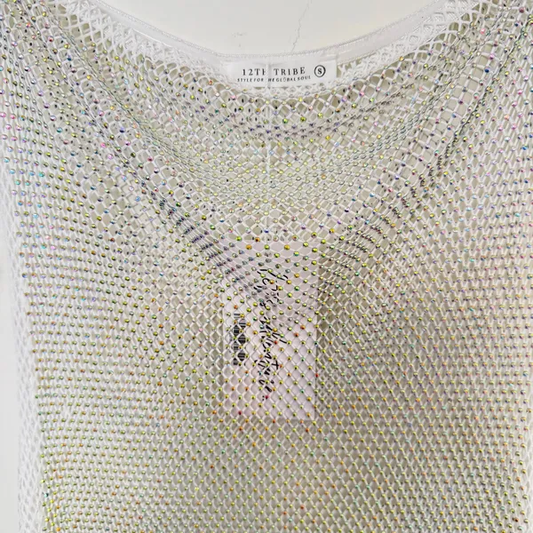 12th Tribe Briana Mini Silver Rhinestone Strapless Dress - Image 5