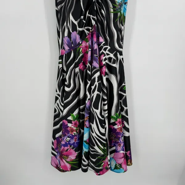 Cache Strapless Floral Zebra Mermaid Gown Size 2 Black Vintage Y2K Prom Party - Image 4