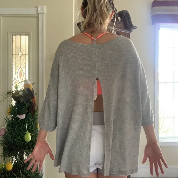 Free people grey waffle knit oversized top! - Image 7