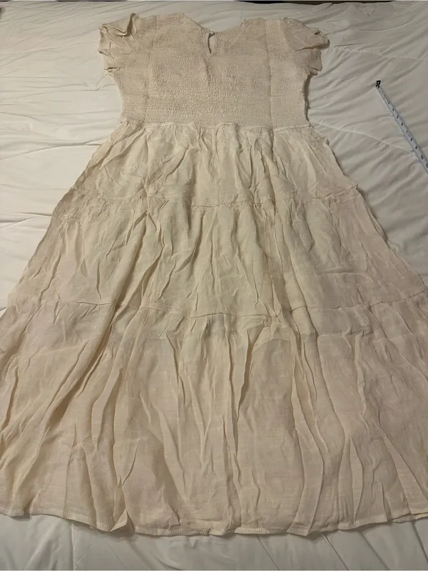 Perch by Blu Pepper Women's Cream Smocked Tiered Midi Dress - NWOT - Size 2x - Image 6