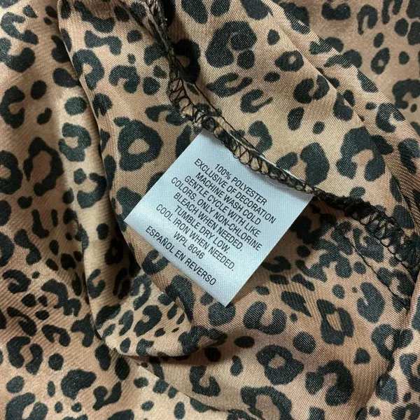 Morgan Taylor Leopard Print Slip Nightgown Cami Dress Black‎ Lace Trim Valentine - Image 5