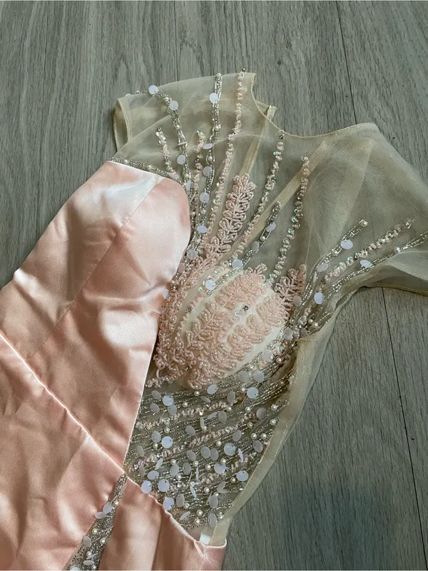 Blush Pink Embellished Evening Gown - Image 2