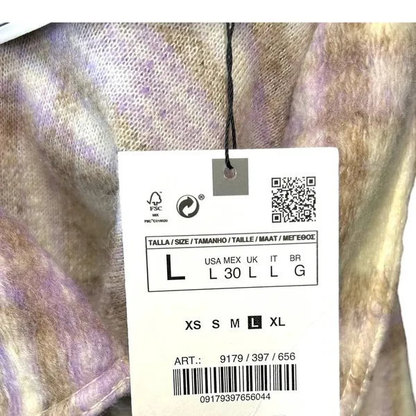Zara Cropped Plaid Jacket Shacket Purple Cream‎ Size Large - Image 9