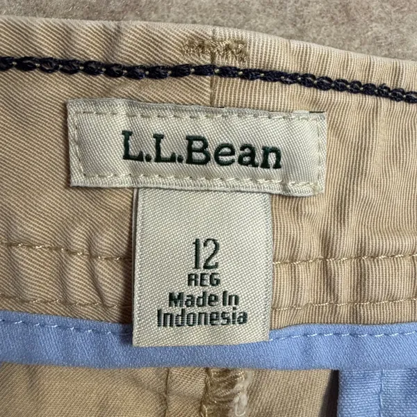 LL Bean Favorite Fit Chino Pants Tan Khaki Straight Leg 12 Reg‎ Preppy Academia - Image 5
