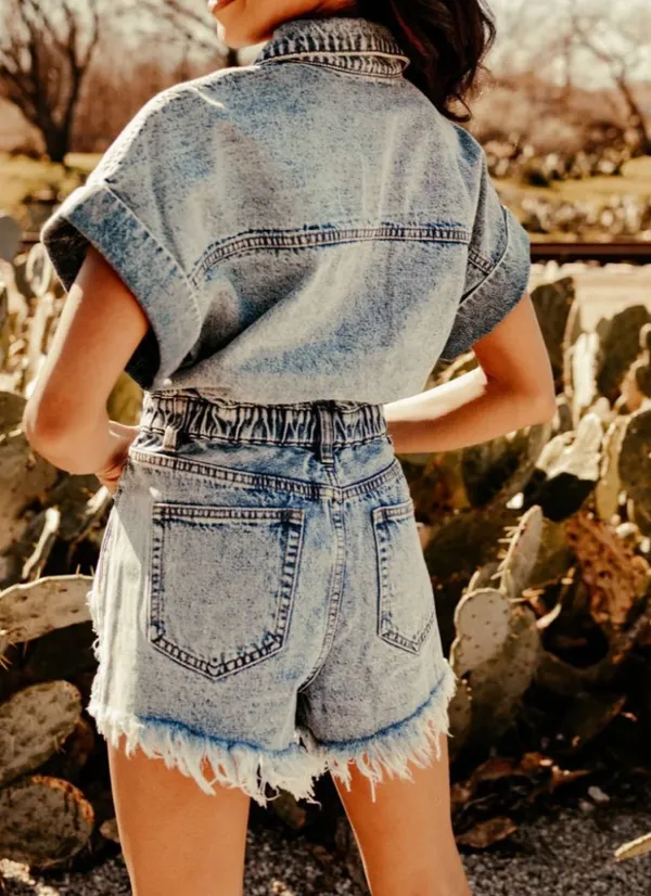 These Three Boutique Denim Romper - Image 2
