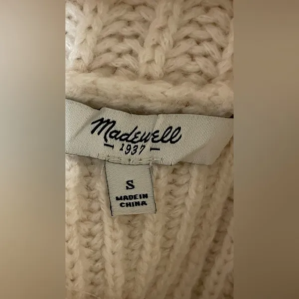 Madewell Cable Knit Cream Turtleneck Sweater - Image 5