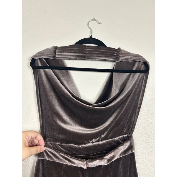 Womens Velvet‎ Cowl Neck Velvet Sleeveless Dress L Open Back Holiday New Year's - Image 7