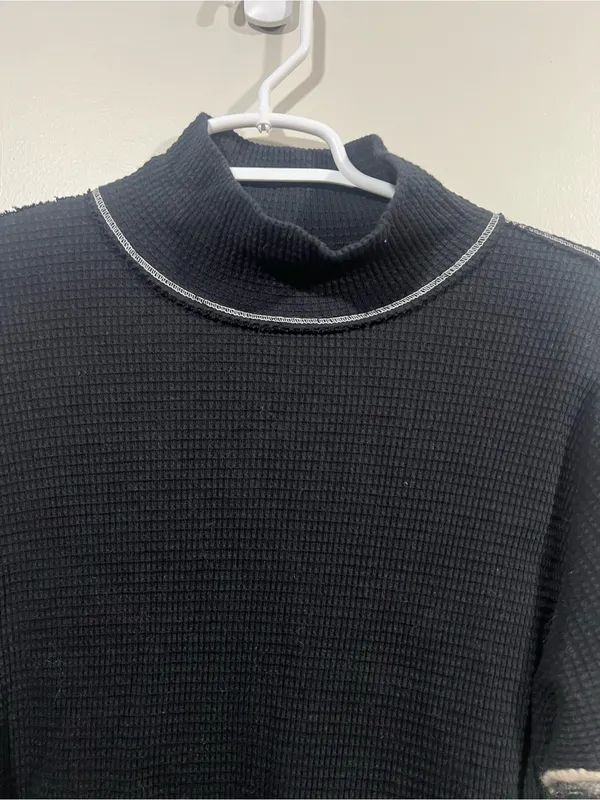 Free People Black Northern Lights Mock Neck Top Size Small - Image 4