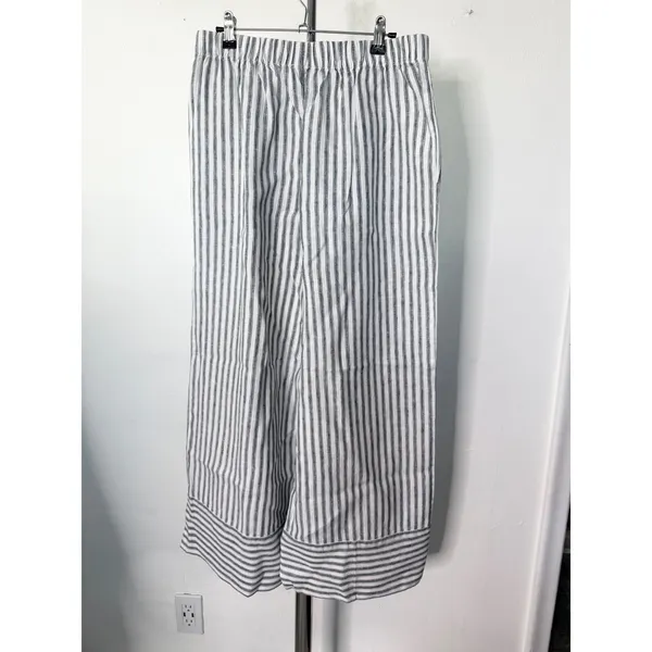 Reformation Vania Pants Blue White Striped Linen Wide Leg Elastic Waist M - Image 3