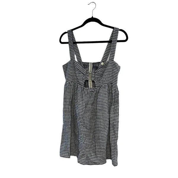 NEW Reformation Noel Gingham Linen Minidress Callah Check Navy White - Image 3