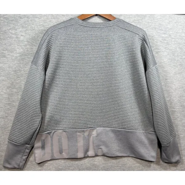 Nike‎ Dri Fit Gray Just Do It Sweatshirt Ribbed Texture Womens M Athleisure - Image 4