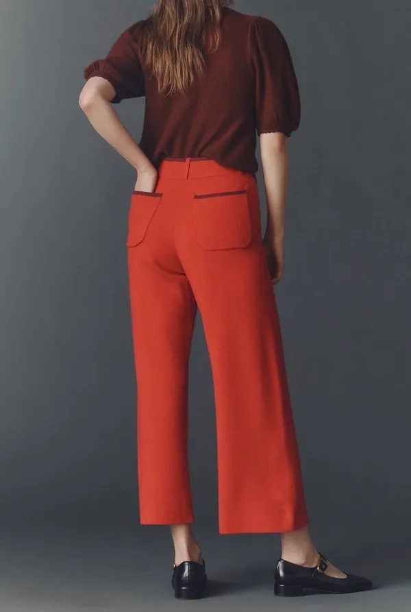 Maeve Colette Sweater Knit High-Rise Wide-Leg Cropped Pants, Size XXSP - Image 6