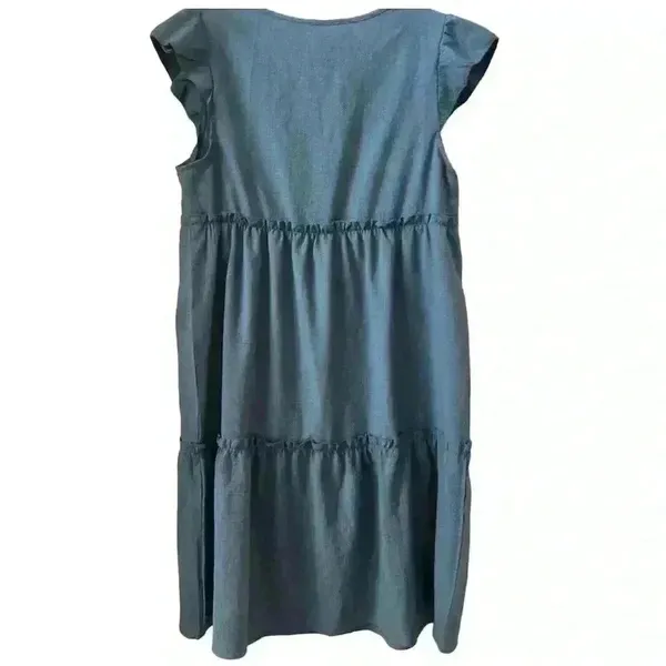 Emery Rose Women's Blue Cap Sleeve Tiered Midi Dress Size S Casual Summer‎ - Image 7