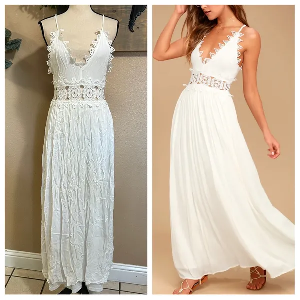 NWOT Lulus This is Love White Lace Maxi Dress size Large - Image 2