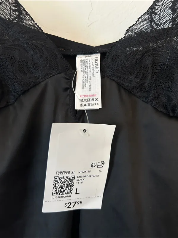 Forever 21 Black Lace-Trim Satin Slip Dress - Image 2