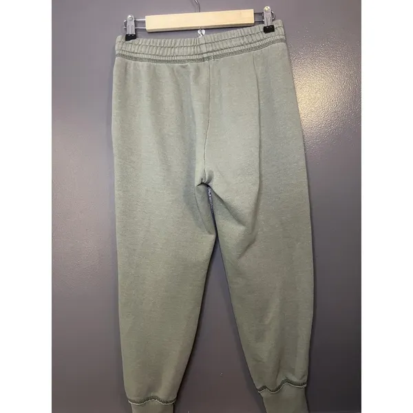 Aerie Sweatpants Womens Small Green Fleece Jogger Zip Pockets Lounge Cuffed - Image 4