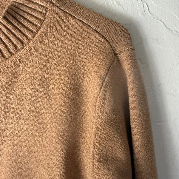Anna Dani‎ Womens Tan Ribbed Crew Neck Long Sleeve Cropped Sweater M Preppy - Image 4