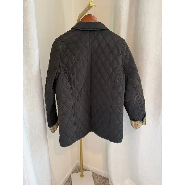 L.L. Bean Quilted Jacket Womens Medium Black Water Resistant Collared Button Up - Image 2
