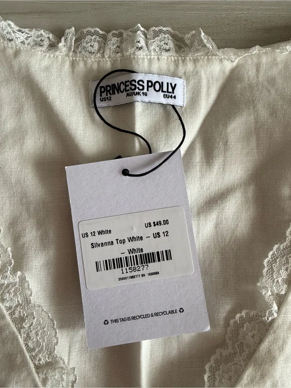 Princess Polly Silvanna Top White Size 12 NWT IN PACKAGE - Image 9