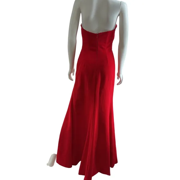 Sherri‎ Hill Red Strapless High Slit Rhinestone Mesh Formal Gown Dress Size 6 - Image 7