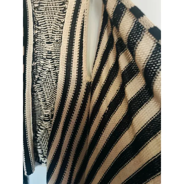 FULL TILT Black Cream Aztec Design Sleeveless Fringe Vest size Medium - Image 4