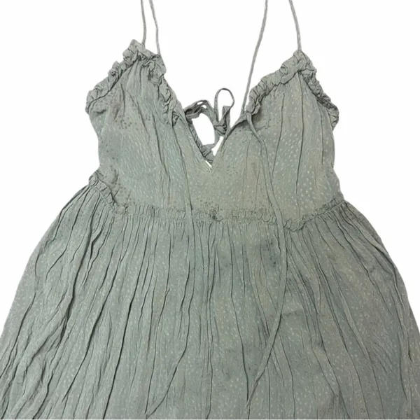 LOVESTITCH Sage Swiss Dot Ruffle Mini Dress Boho Coastal Vibe NWT Size Small - Image 7
