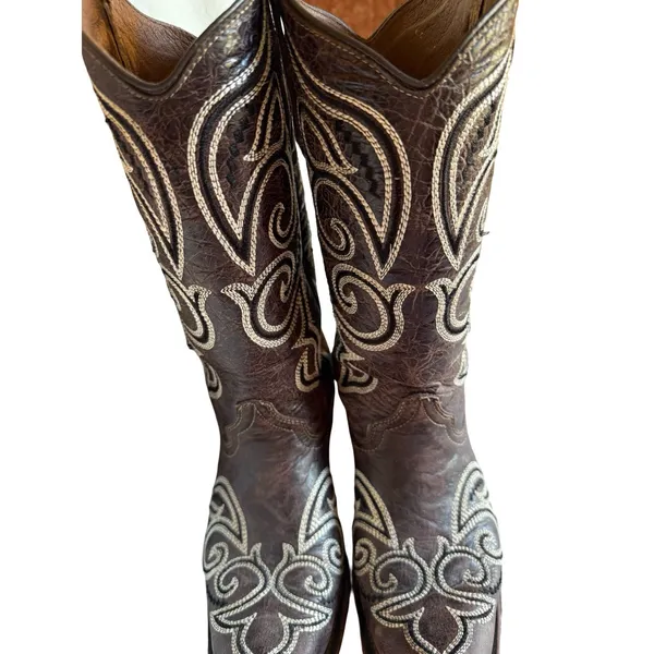 Circle G Womens Cowboy Boots Size 9.5 Brown Leather Square Toe Western Texas - Image 10