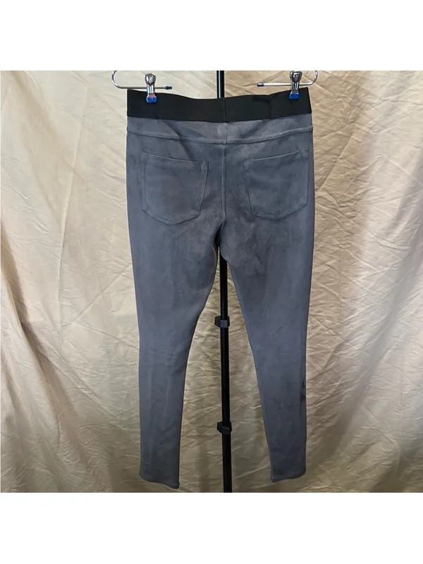 Premise Gray Faux-Suede Leggings with Black Elastic Waistband - Image 5