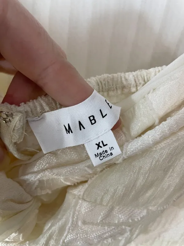 Mable XL Ivory Floral Jacquard Mini Dress Puff Sleeve Cottagecore Romantic - Image 5