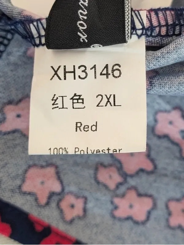 Navy Red Floral Fit & Flare Midi Dress XXL 3/4 Sleeve Pockets Plus - Image 8