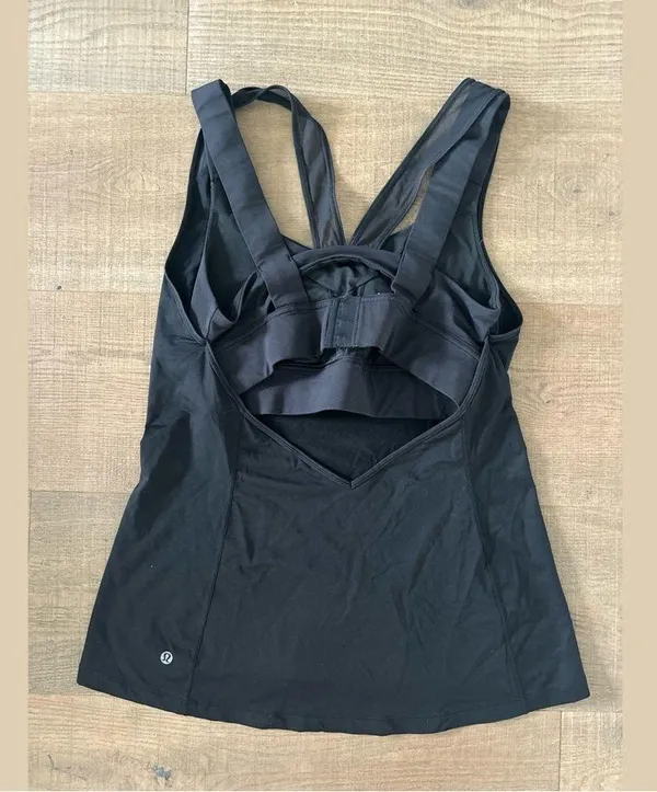 lululemon black sheer strap bra tank top - Image 2