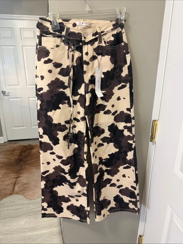 $99 NWT VIGOSS cow print baggy wide leg western jeans 5/27 - Image 5