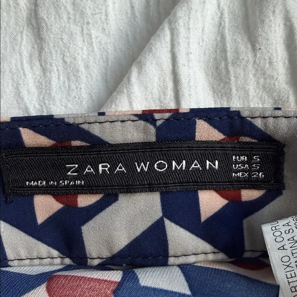Zara Geometric Blue Patterned Women's Midi Skirt - Image 5