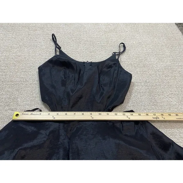 Windsor Black Satin Fit-and-Flare Spaghetti Strap Cutout Dress Size 5/6 - Image 10