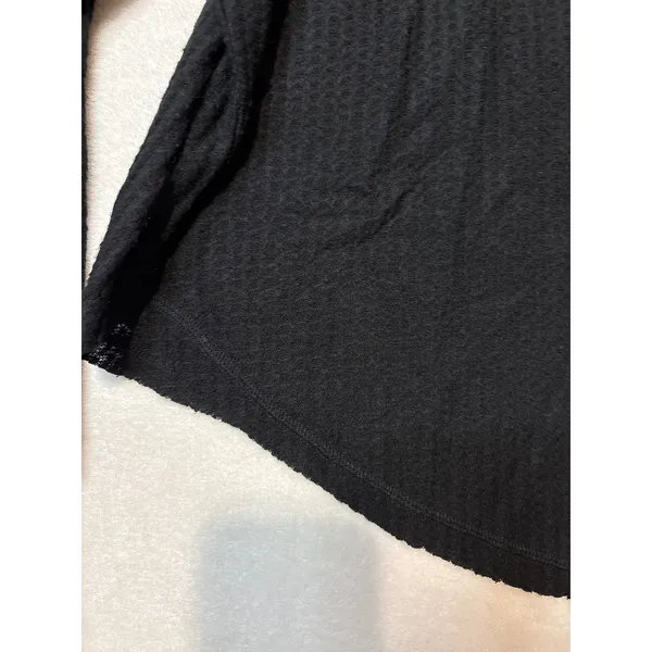 Umgee Black‎ Waffle Knit Cardigan Button Front Oversized V-Neck Sweater M - Image 6